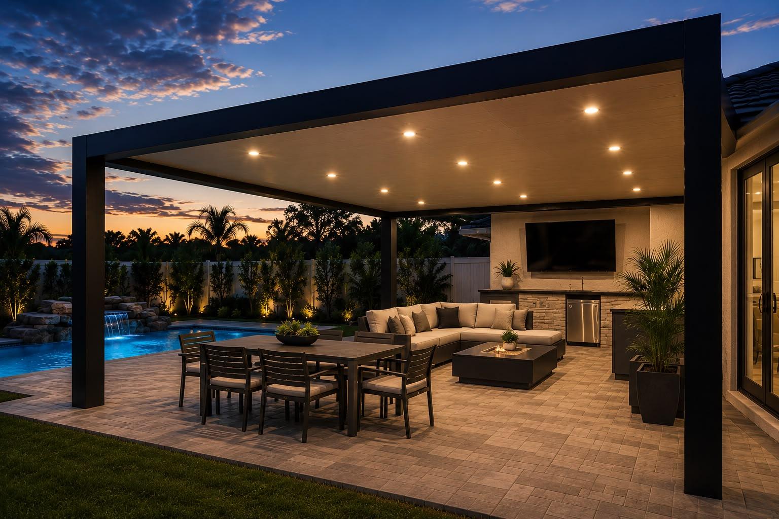 Integrated LED Lighting for Aluminum Pergola